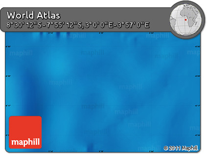 Physical Map of the Area around 8° 12' 42" S, 3° 28' 30" E