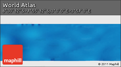 Shaded Relief Panoramic Map of the Area around 8° 12' 42" S, 3° 28' 30" E