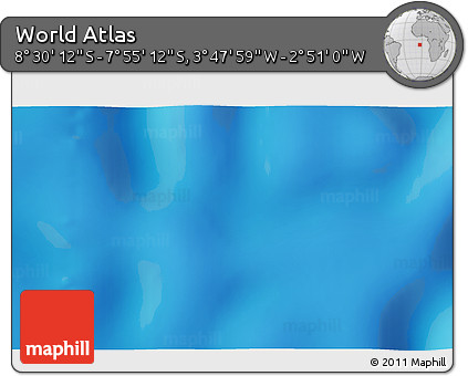 Shaded Relief 3D Map of the Area around 8° 12' 42" S, 3° 19' 30" W