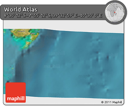 Satellite 3D Map of the Area around 8° 12' 42" S, 40° 1' 29" E