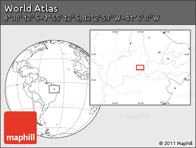 Blank Location Map of the Area around 8° 12' 42" S, 41° 34' 30" W