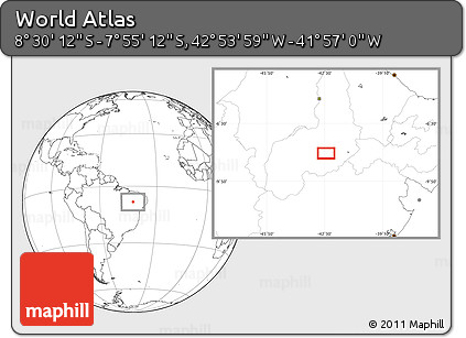 Blank Location Map of the Area around 8° 12' 42" S, 42° 25' 29" W