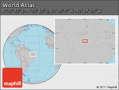 Gray Location Map of the Area around 8° 12' 42" S, 43° 16' 29" W