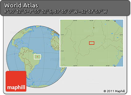 Savanna Style Location Map of the Area around 8° 12' 42" S, 43° 16' 29" W