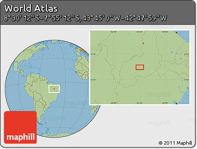 Savanna Style Location Map of the Area around 8° 12' 42" S, 43° 16' 29" W