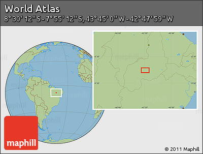 Savanna Style Location Map of the Area around 8° 12' 42" S, 43° 16' 29" W