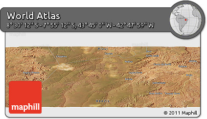 Satellite Panoramic Map of the Area around 8° 12' 42" S, 43° 16' 29" W