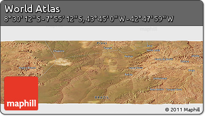 Satellite Panoramic Map of the Area around 8° 12' 42" S, 43° 16' 29" W