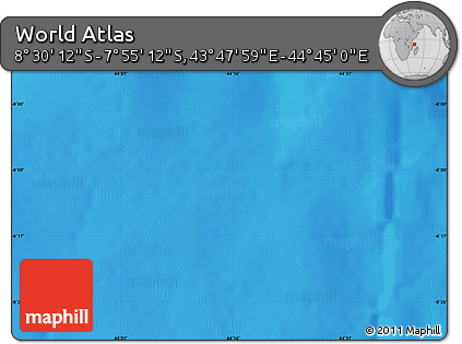 Shaded Relief Map of the Area around 8° 12' 42" S, 44° 16' 29" E