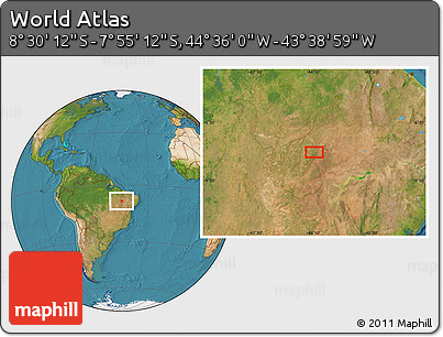 Satellite Location Map of the Area around 8° 12' 42" S, 44° 7' 30" W