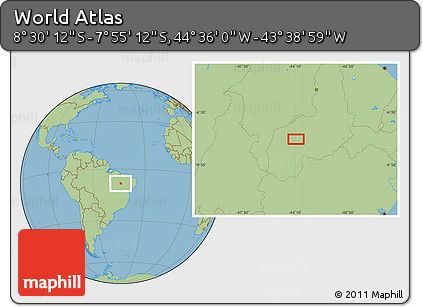 Savanna Style Location Map of the Area around 8° 12' 42" S, 44° 7' 30" W
