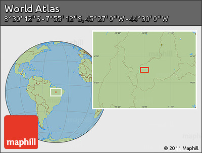 Savanna Style Location Map of the Area around 8° 12' 42" S, 44° 58' 30" W