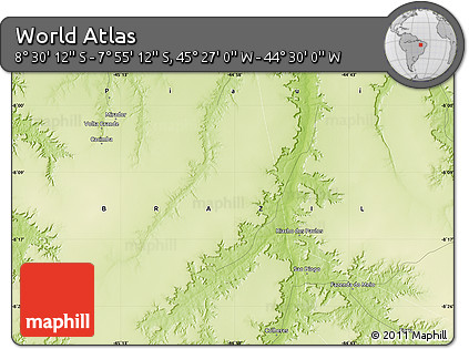 Physical Map of the Area around 8° 12' 42" S, 44° 58' 30" W