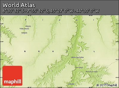 Physical Map of the Area around 8° 12' 42" S, 44° 58' 30" W