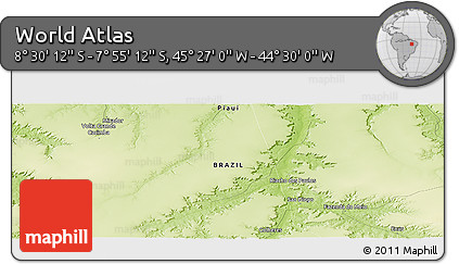 Physical Panoramic Map of the Area around 8° 12' 42" S, 44° 58' 30" W