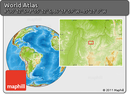 Physical Location Map of the Area around 8° 12' 42" S, 45° 49' 30" W