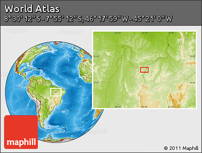 Physical Location Map of the Area around 8° 12' 42" S, 45° 49' 30" W