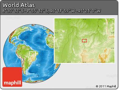 Physical Location Map of the Area around 8° 12' 42" S, 45° 49' 30" W