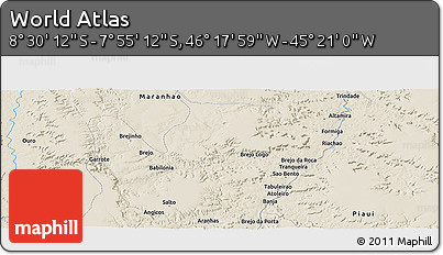 Shaded Relief Panoramic Map of the Area around 8° 12' 42" S, 45° 49' 30" W