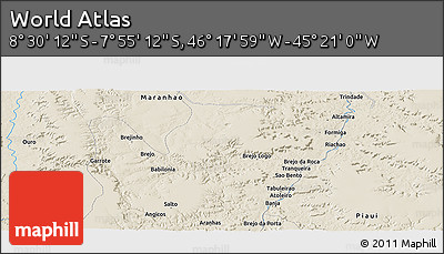 Shaded Relief Panoramic Map of the Area around 8° 12' 42" S, 45° 49' 30" W
