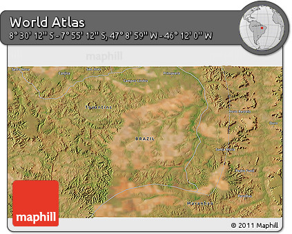 Satellite 3D Map of the Area around 8° 12' 42" S, 46° 40' 29" W