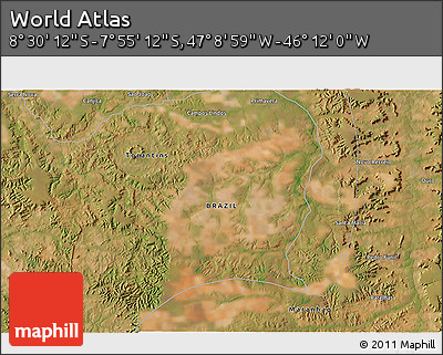 Satellite 3D Map of the Area around 8° 12' 42" S, 46° 40' 29" W