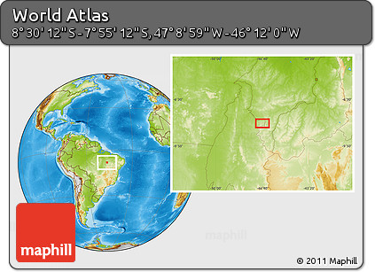 Physical Location Map of the Area around 8° 12' 42" S, 46° 40' 29" W