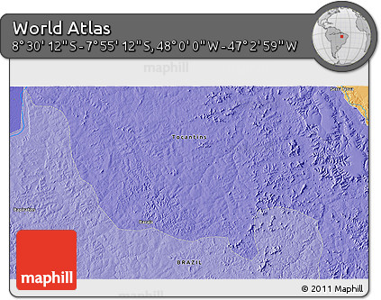Political 3D Map of the Area around 8° 12' 42" S, 47° 31' 29" W