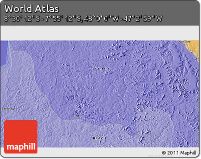 Political 3D Map of the Area around 8° 12' 42" S, 47° 31' 29" W