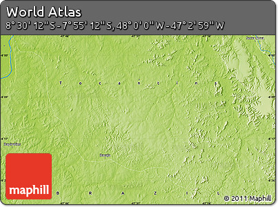 Physical Map of the Area around 8° 12' 42" S, 47° 31' 29" W