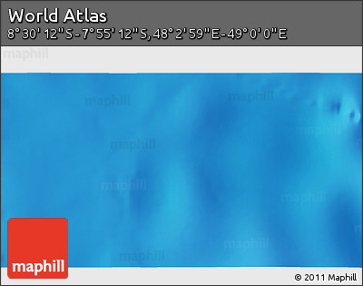 Shaded Relief 3D Map of the Area around 8° 12' 42" S, 48° 31' 29" E
