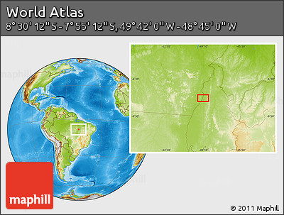 Physical Location Map of the Area around 8° 12' 42" S, 49° 13' 30" W