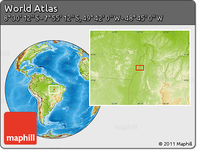 Physical Location Map of the Area around 8° 12' 42" S, 49° 13' 30" W