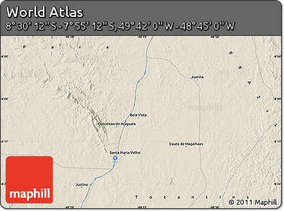 Shaded Relief Map of the Area around 8° 12' 42" S, 49° 13' 30" W