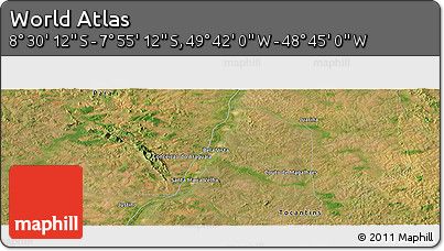 Satellite Panoramic Map of the Area around 8° 12' 42" S, 49° 13' 30" W