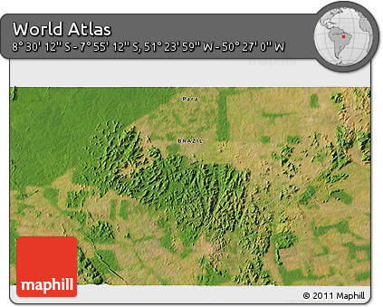 Satellite 3D Map of the Area around 8° 12' 42" S, 50° 55' 29" W
