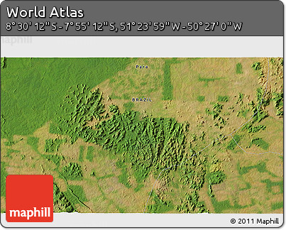 Satellite 3D Map of the Area around 8° 12' 42" S, 50° 55' 29" W