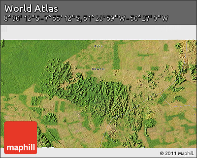 Satellite 3D Map of the Area around 8° 12' 42" S, 50° 55' 29" W