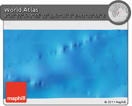 Shaded Relief 3D Map of the Area around 8° 12' 42" S, 51° 4' 30" E