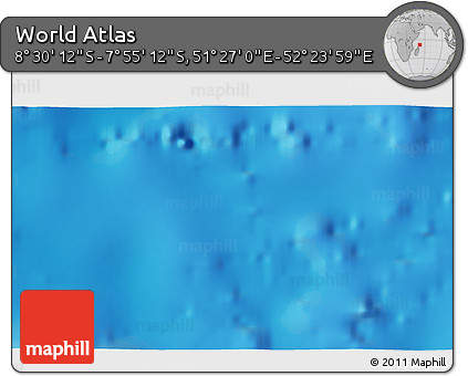 Shaded Relief 3D Map of the Area around 8° 12' 42" S, 51° 55' 29" E