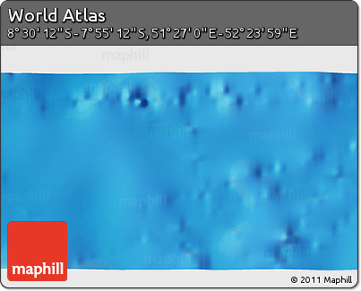 Shaded Relief 3D Map of the Area around 8° 12' 42" S, 51° 55' 29" E