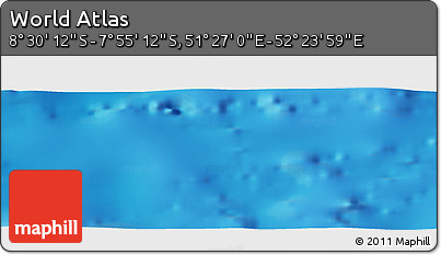 Shaded Relief Panoramic Map of the Area around 8° 12' 42" S, 51° 55' 29" E