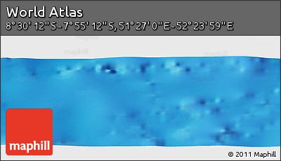 Shaded Relief Panoramic Map of the Area around 8° 12' 42" S, 51° 55' 29" E