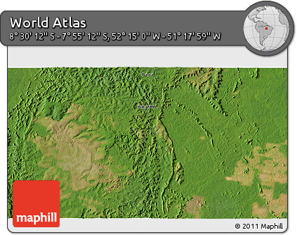 Satellite 3D Map of the Area around 8° 12' 42" S, 51° 46' 29" W