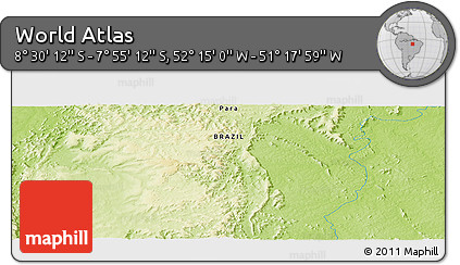 Physical Panoramic Map of the Area around 8° 12' 42" S, 51° 46' 29" W