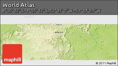Physical Panoramic Map of the Area around 8° 12' 42" S, 51° 46' 29" W