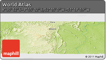 Physical Panoramic Map of the Area around 8° 12' 42" S, 51° 46' 29" W