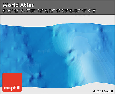 Political 3D Map of the Area around 8° 12' 42" S, 52° 46' 29" E