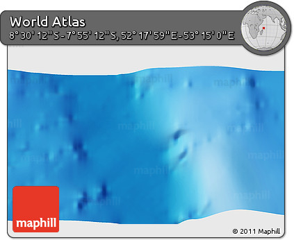 Shaded Relief 3D Map of the Area around 8° 12' 42" S, 52° 46' 29" E
