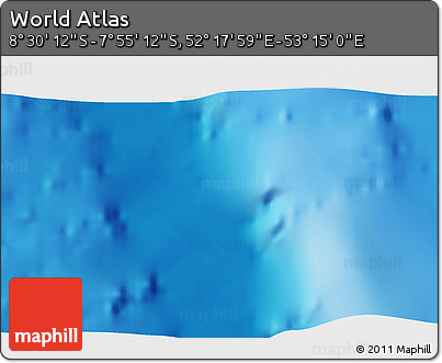 Shaded Relief 3D Map of the Area around 8° 12' 42" S, 52° 46' 29" E